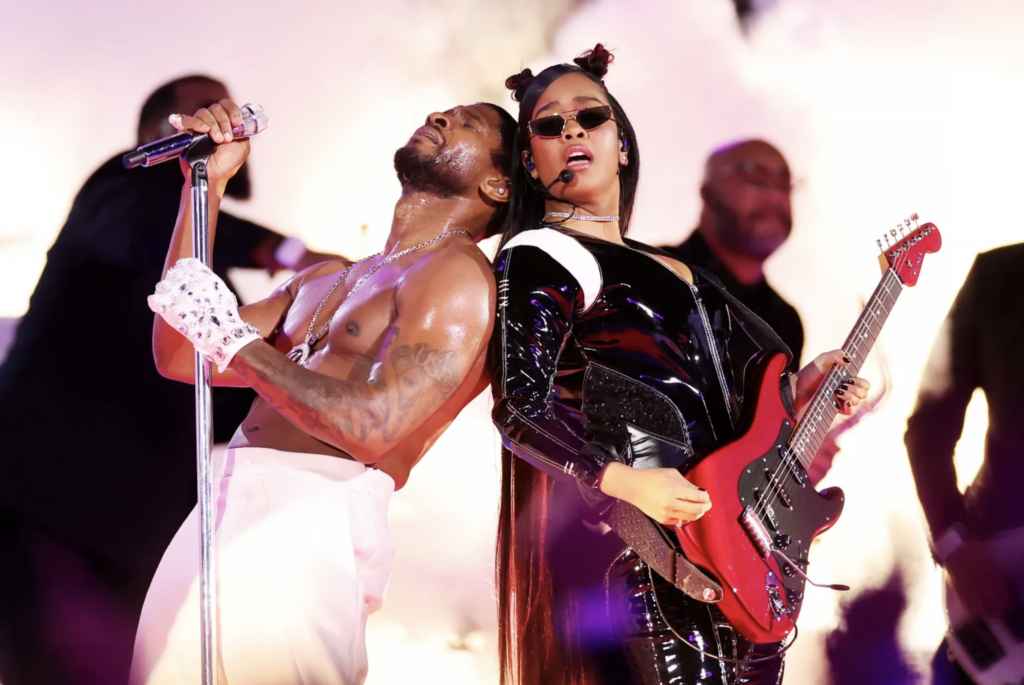Usher and H.E.R perform at Super Bowl 2024 halftime show