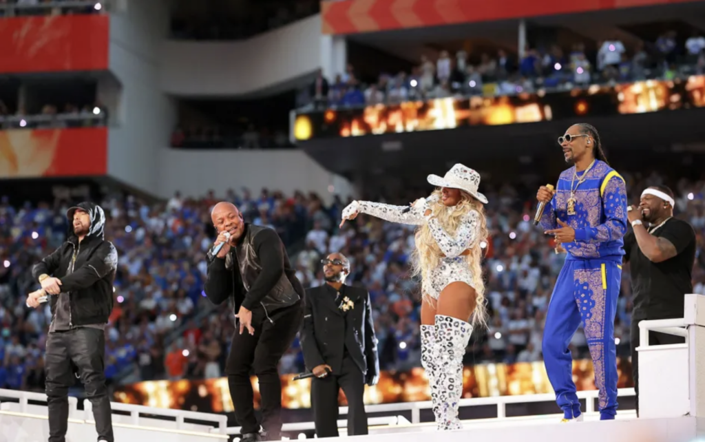 Eminem, Dr Dre, Snoop Dog and Mary J Blige perform at Super Bowl 2022 halftime show